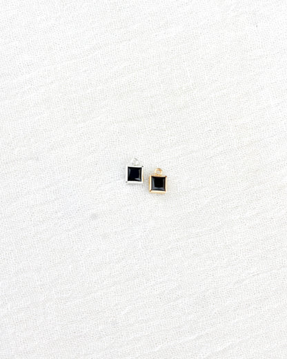 4mm Black Onyx Square Charm, CH260