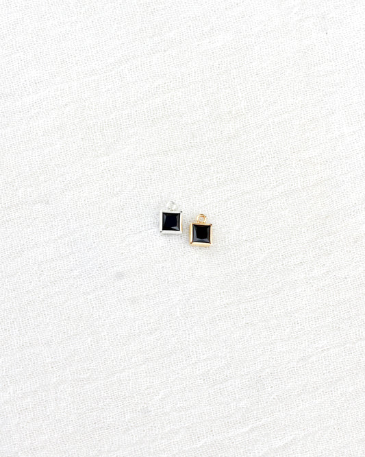 4mm Black Onyx Square Charm, CH260