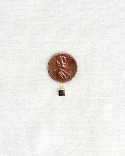 4mm Black Onyx Square Charm, CH260