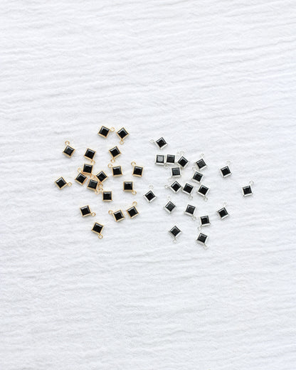 4mm Black Onyx Diamond Shaped Charm, CH261