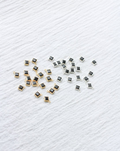 4mm Black Onyx Diamond Shaped Charm, CH261