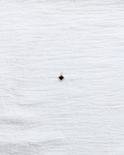 4mm Black Onyx Diamond Shaped Charm, CH261