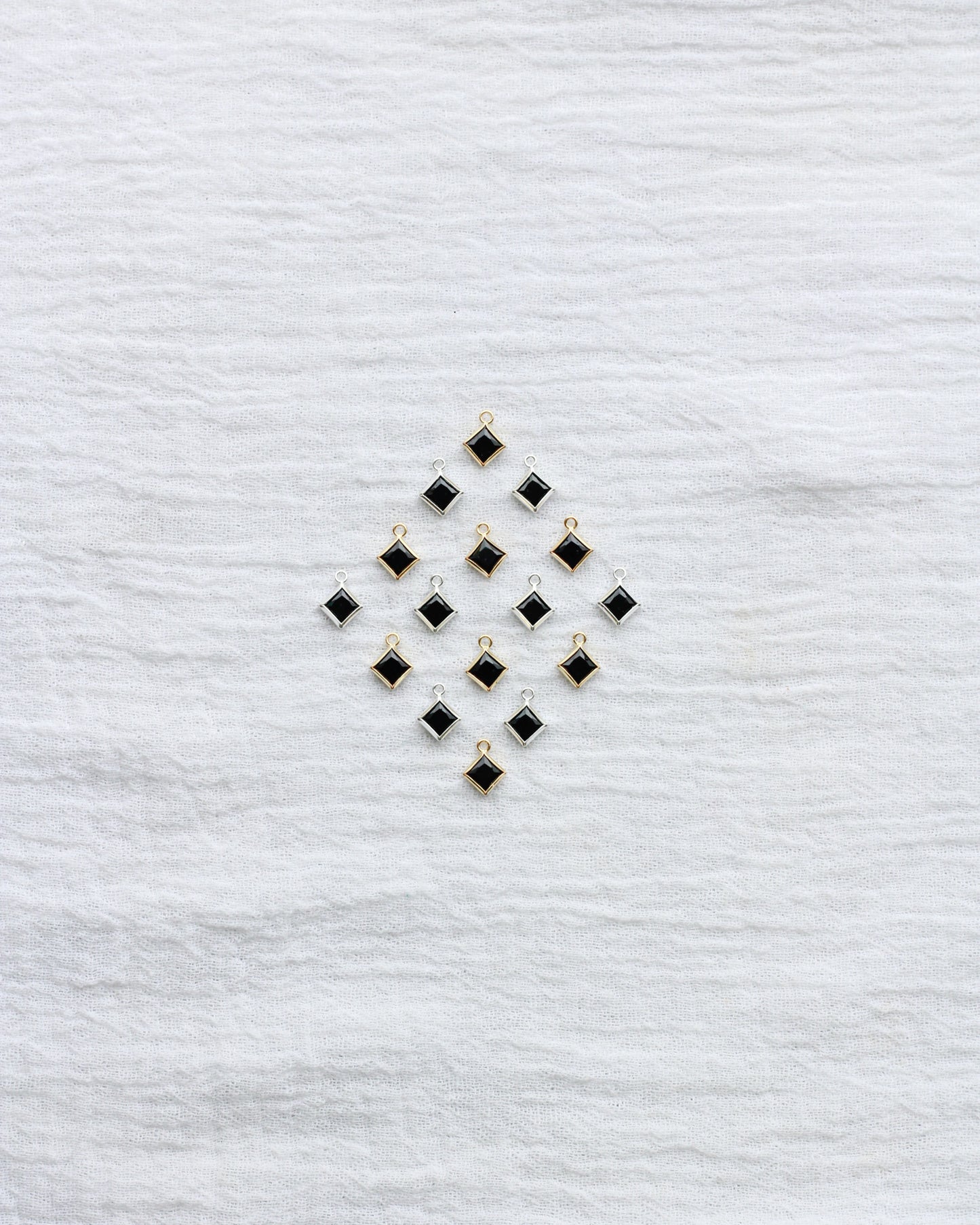4mm Black Onyx Diamond Shaped Charm, CH261