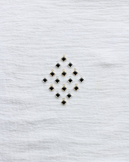 4mm Black Onyx Diamond Shaped Charm, CH261