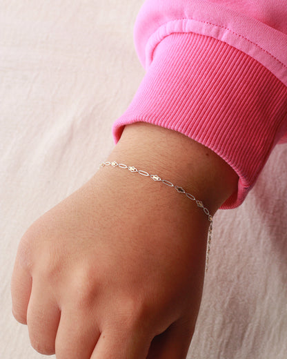 2.6mm Alternate Diamond and Oval Mixed Metal Chain, M255