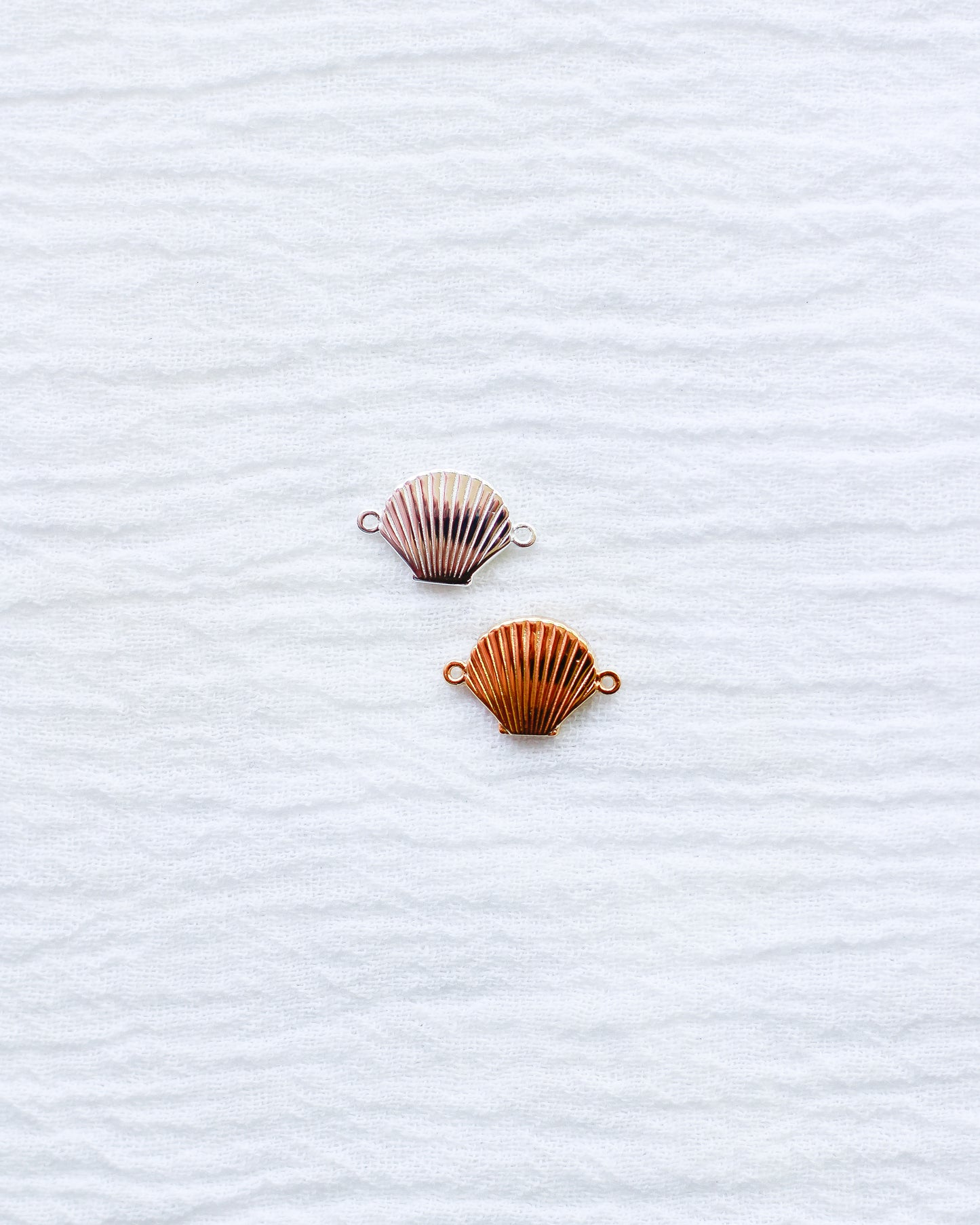 Flat Scallop Shell Connector Charm, CN172