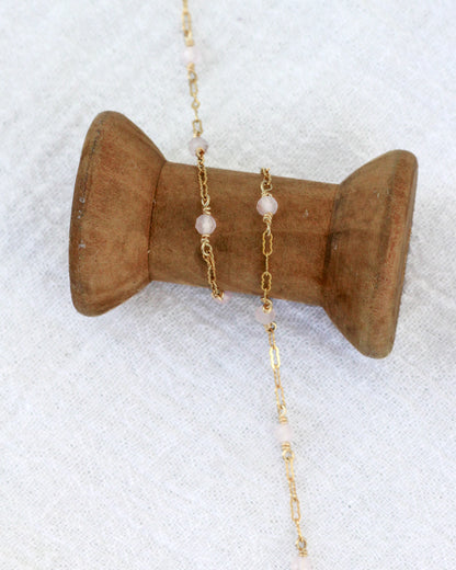 Genuine Rose Quartz with Krinkle Chain, S89, G89