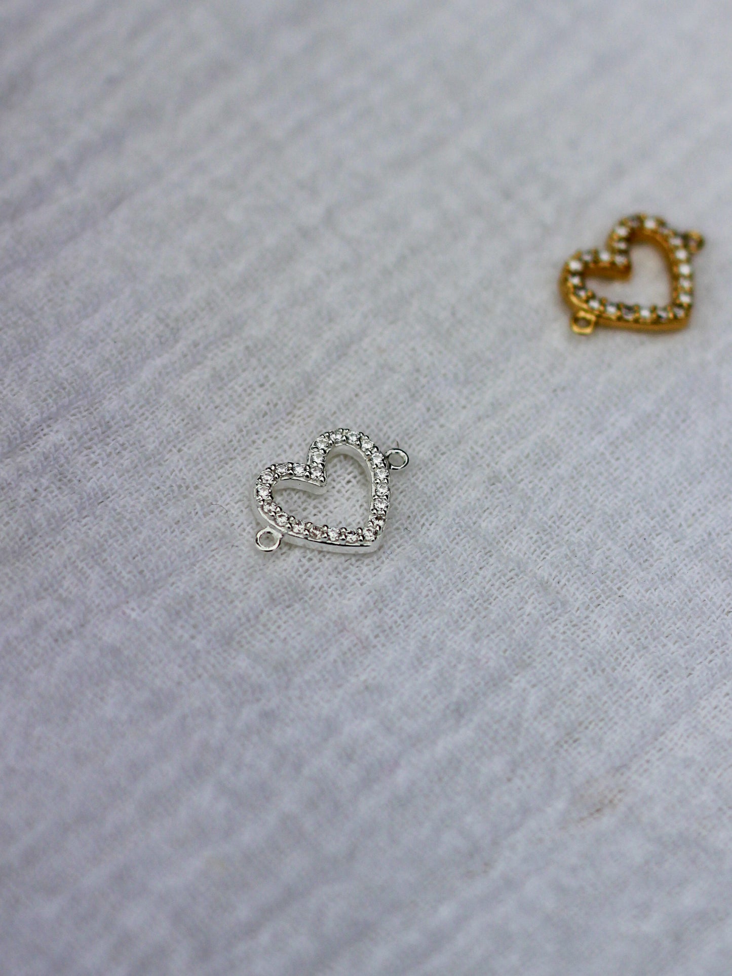 White CZ Heart Connector, CN164