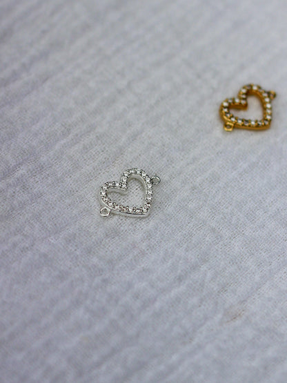 White CZ Heart Connector, CN164