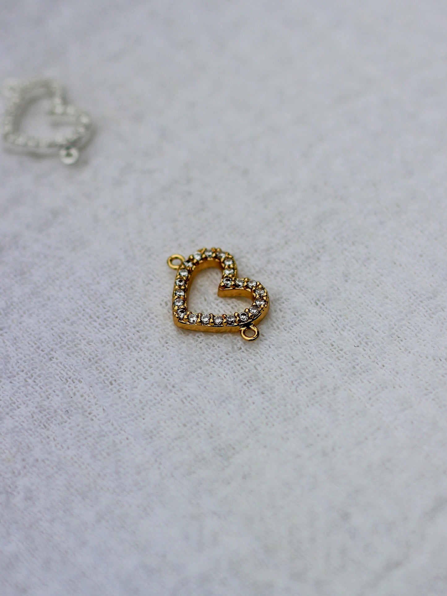 White CZ Heart Connector, CN164