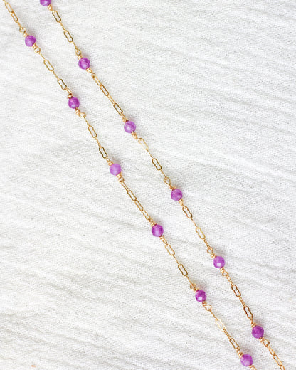 Genuine Amethyst 1.4mm Krinkle Chain, G91