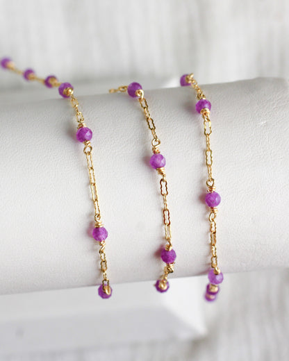 Genuine Amethyst 1.4mm Krinkle Chain, G91