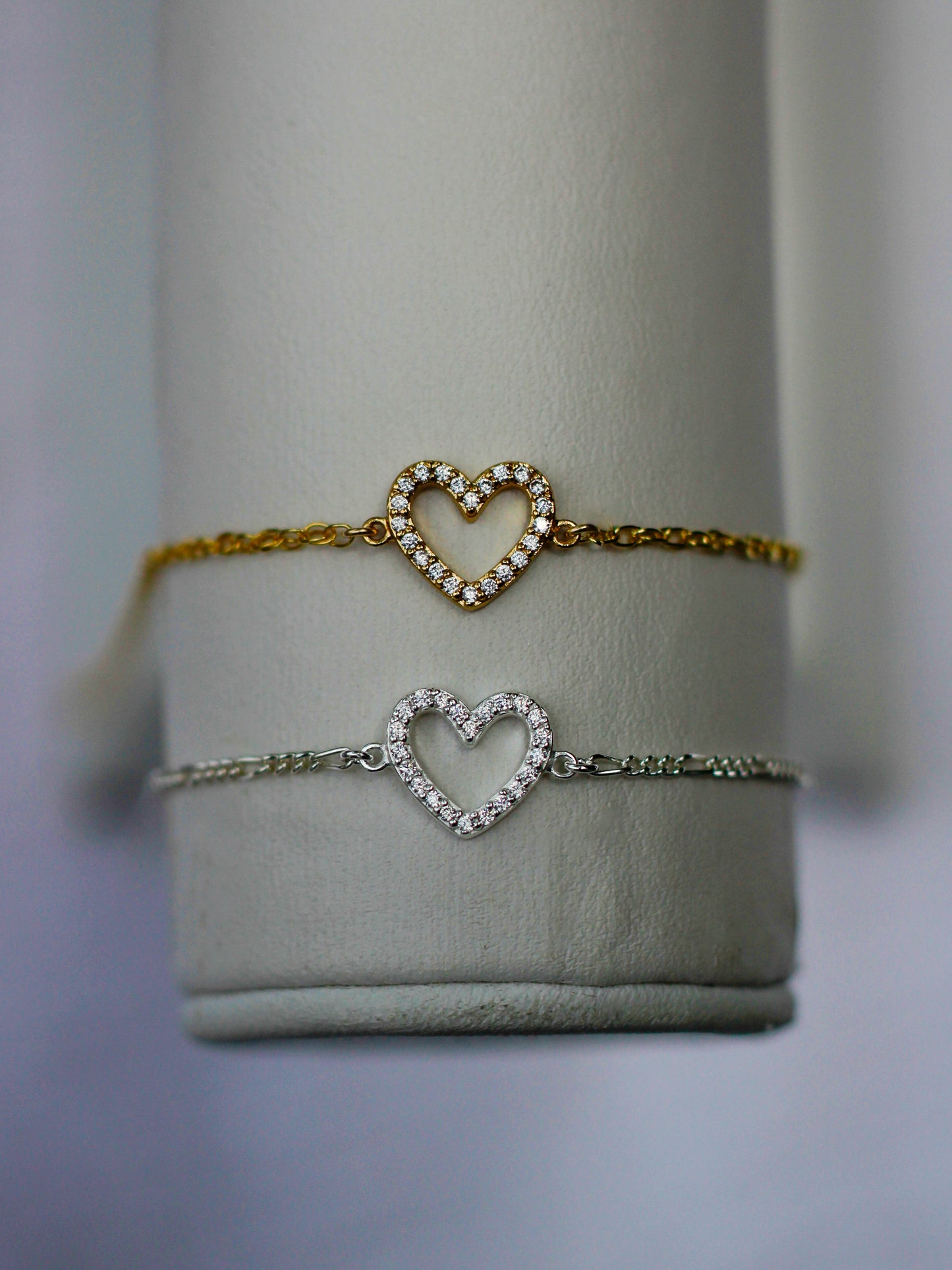 White CZ Heart Connector, CN164