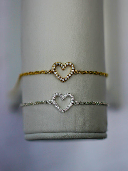 White CZ Heart Connector, CN164