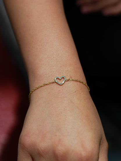 White CZ Heart Connector, CN164