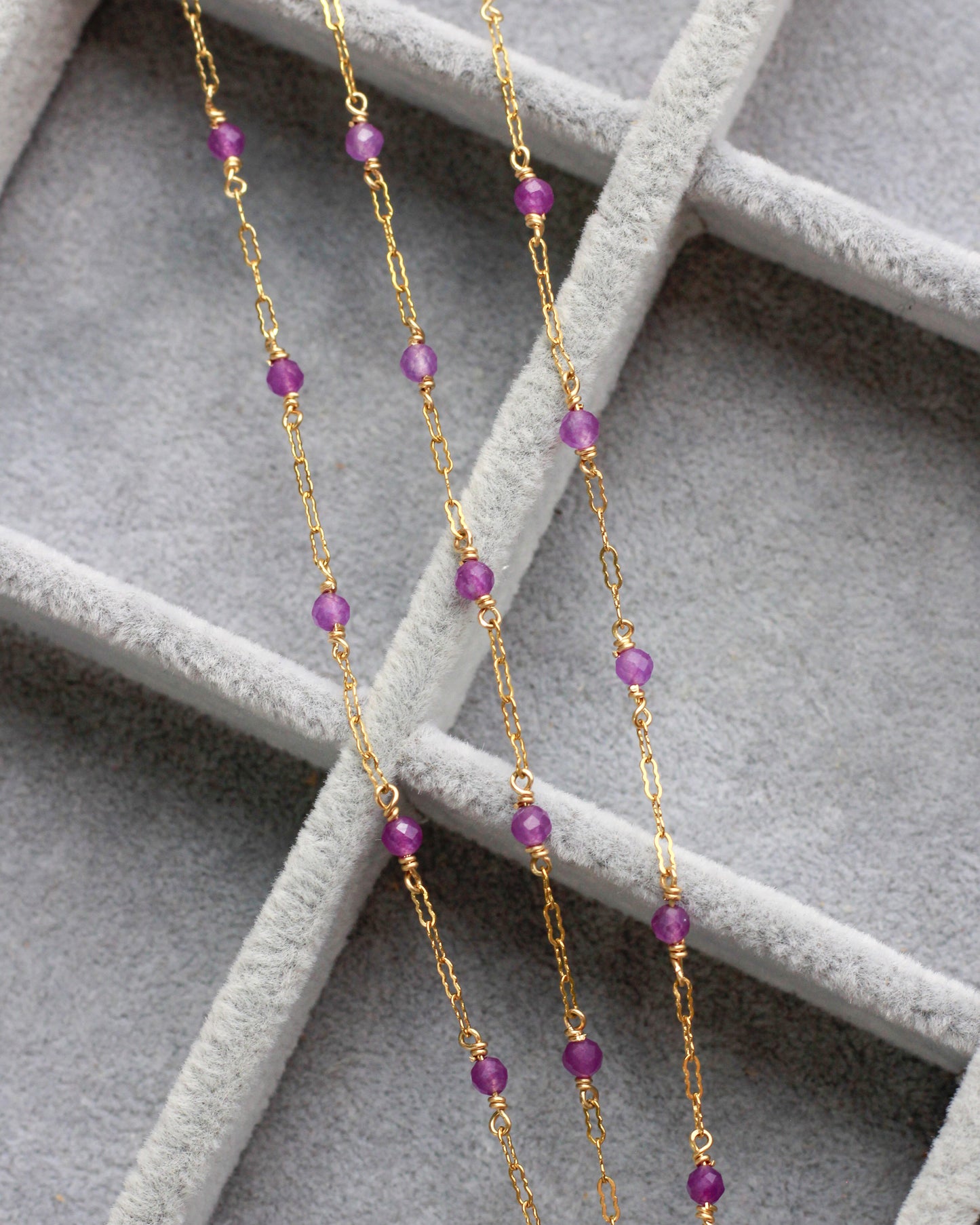 Genuine Amethyst 1.4mm Krinkle Chain, G91