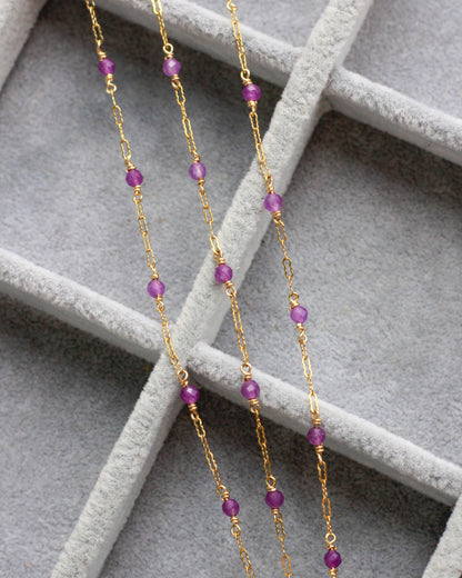 Genuine Amethyst 1.4mm Krinkle Chain, G91