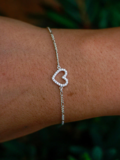 White CZ Heart Connector, CN164