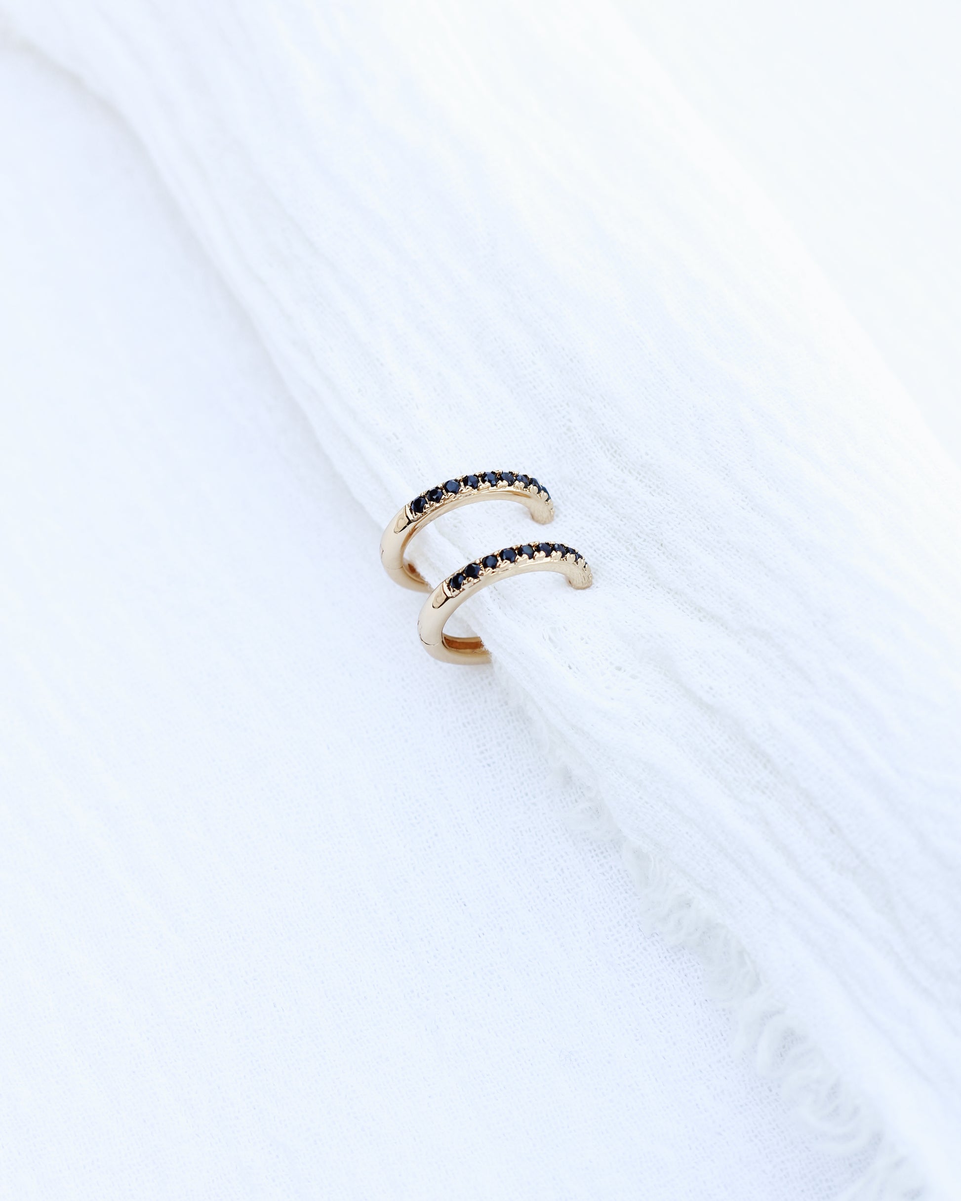 15mm Black Pave Hoop Earrings, E34