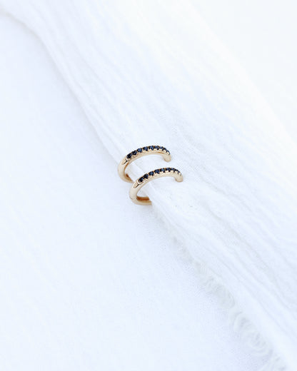 15mm Black Pave Hoop Earrings, E34