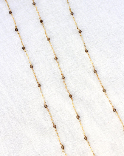 Smokey Quartz with Crinkle Chain, G92