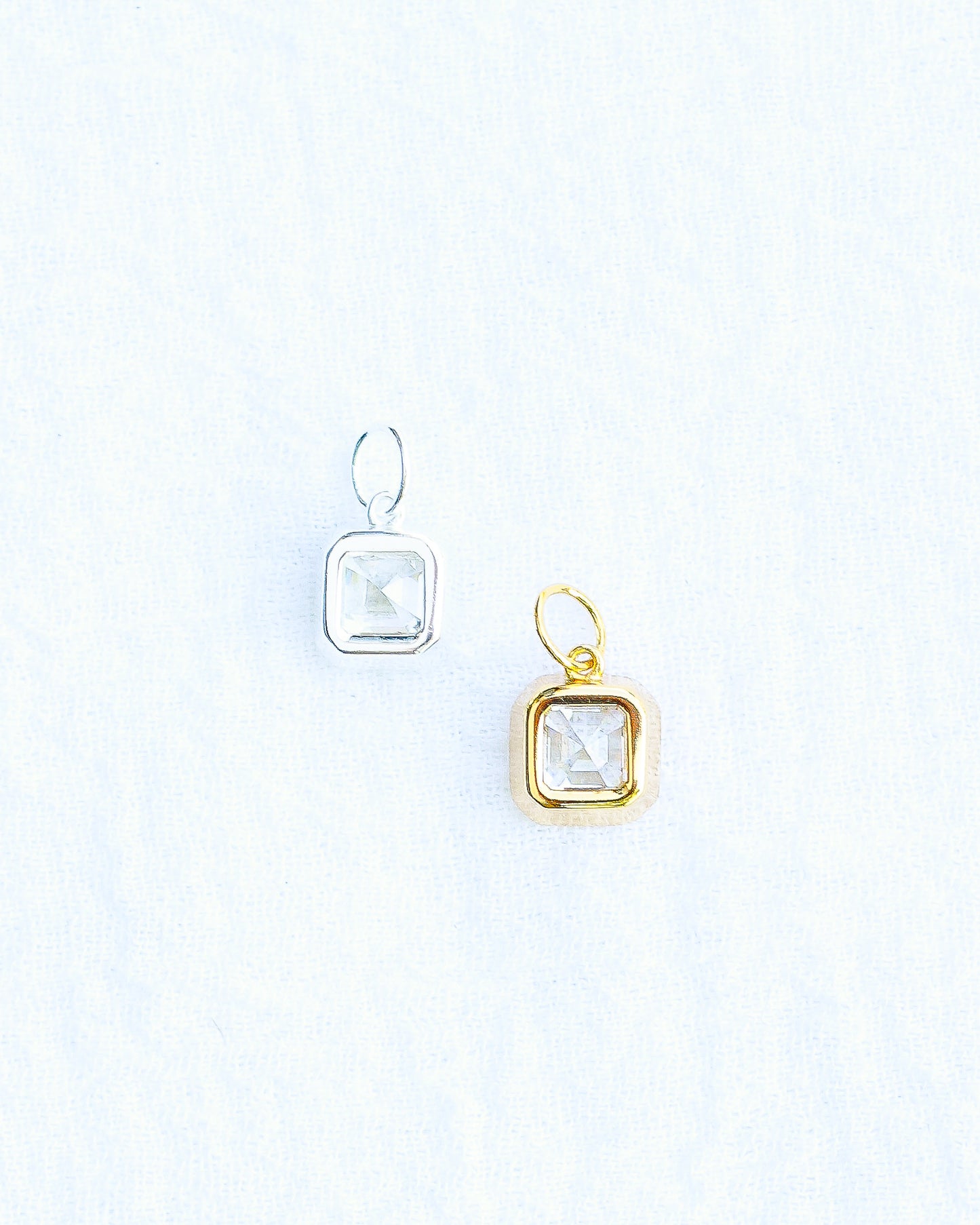CZ Octagon Asscher Cut Charm, CH119