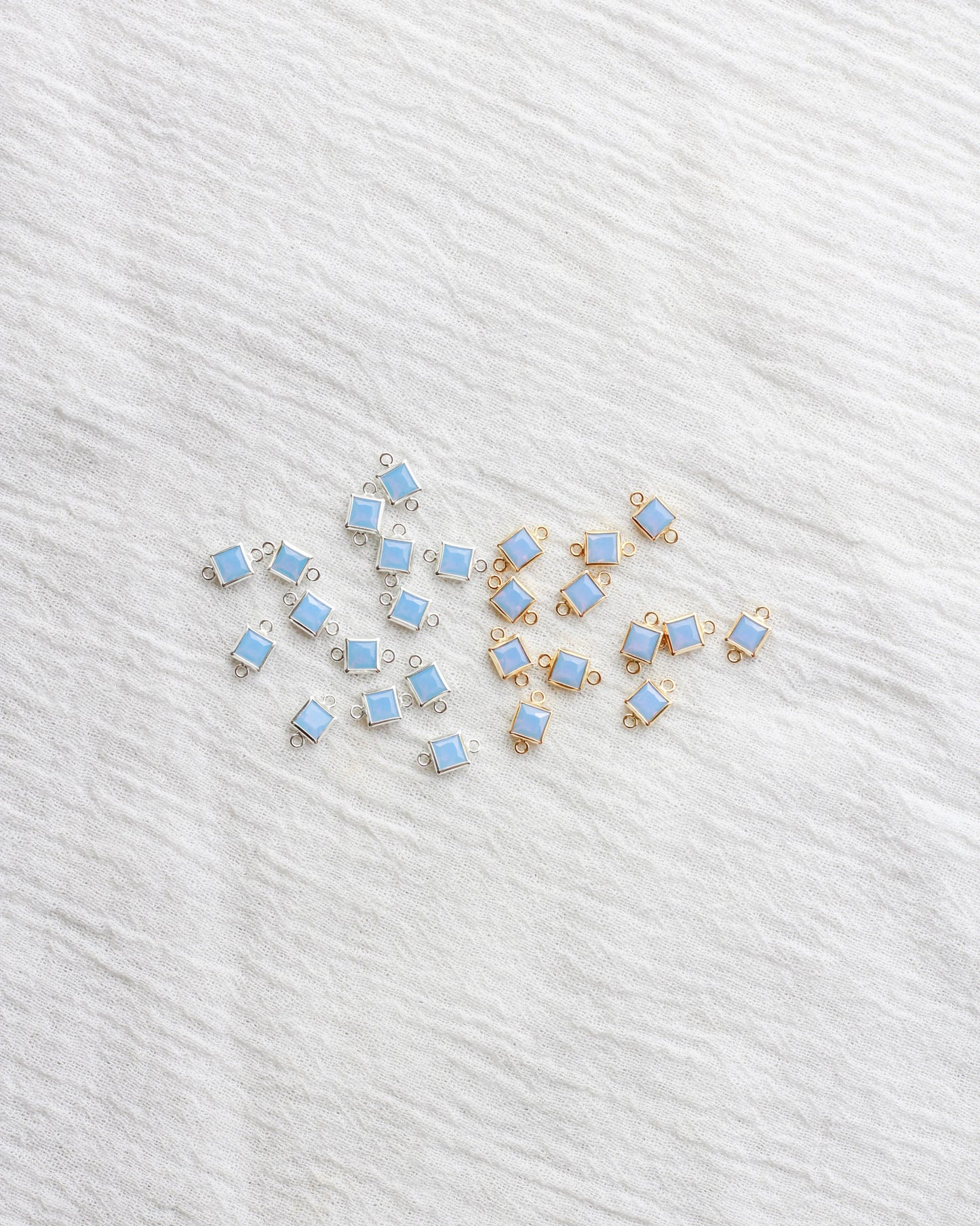 4mm Blue Opal Square Shaped Connector, CN323