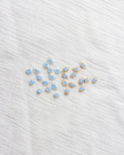 4mm Blue Opal Square Shaped Connector, CN323
