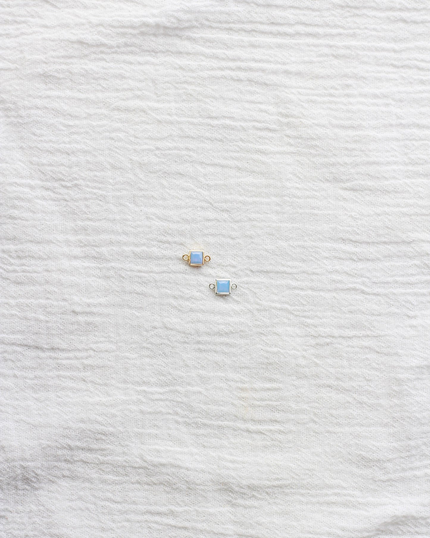 4mm Blue Opal Square Shaped Connector, CN323