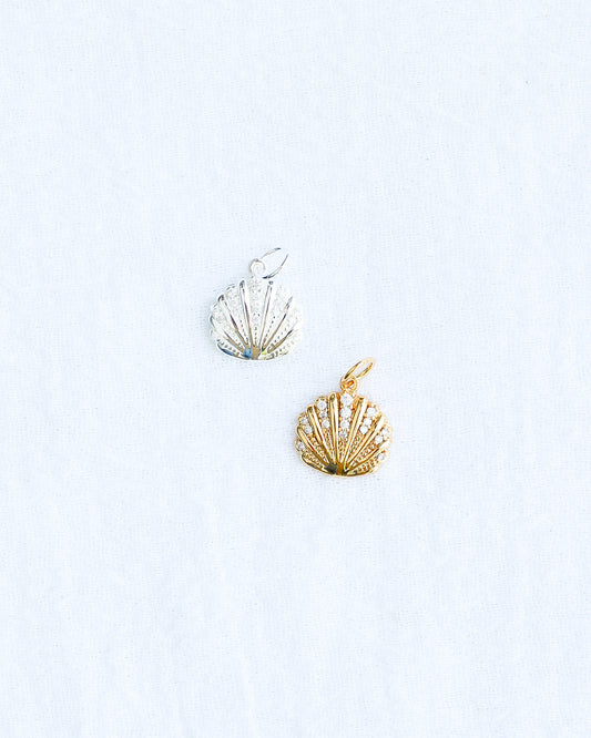 CZ Pave Scallop Shell Charm,  CH118