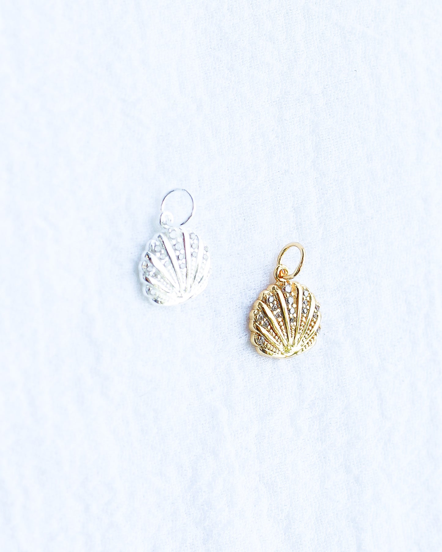 CZ Pave Scallop Shell Charm,  CH118