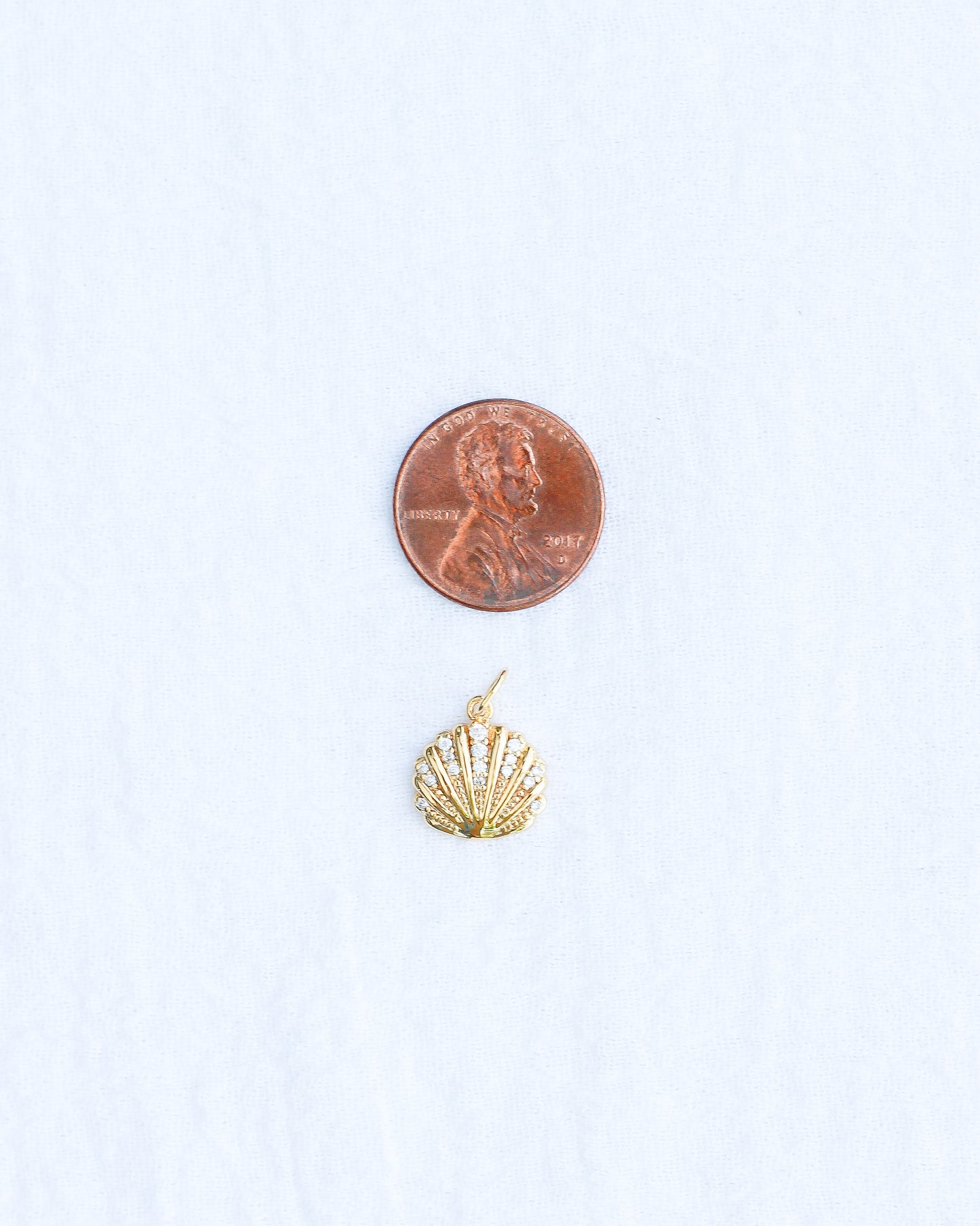 CZ Pave Scallop Shell Charm,  CH118