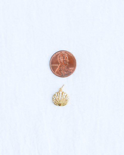 CZ Pave Scallop Shell Charm,  CH118