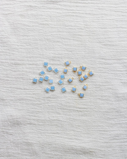 4mm Blue Opal Square Charm, CH258