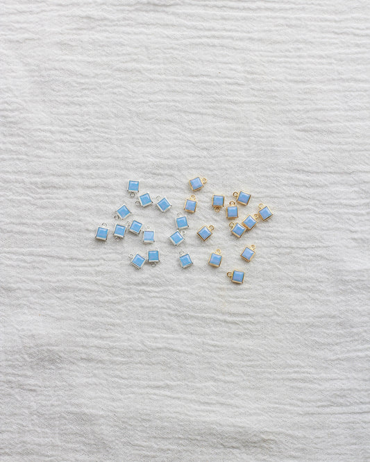 4mm Blue Opal Square Charm, CH258