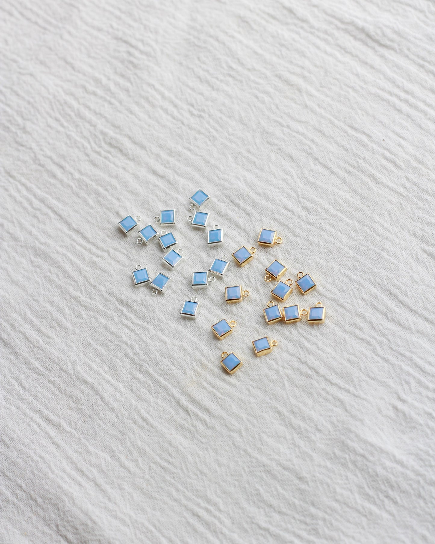 4mm Blue Opal Square Charm, CH258