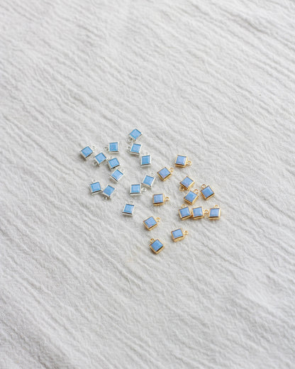 4mm Blue Opal Square Charm, CH258