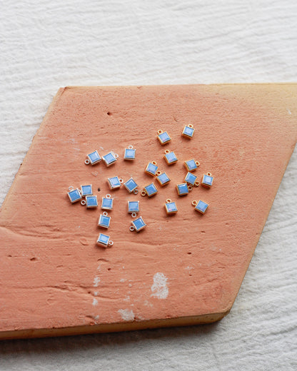 4mm Blue Opal Square Charm, CH258