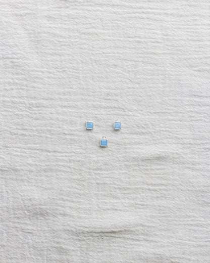4mm Blue Opal Square Charm, CH258