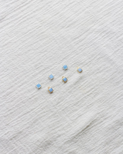 4mm Blue Opal Square Charm, CH258