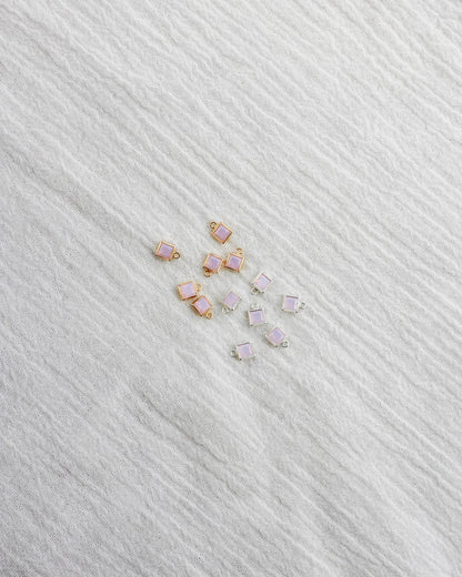 4mm Pink Opal Square Charm, CH256