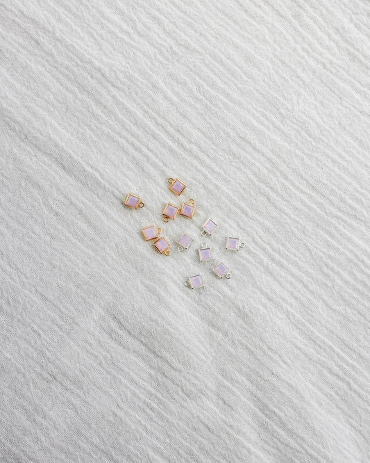 4mm Pink Opal Square Charm, CH256