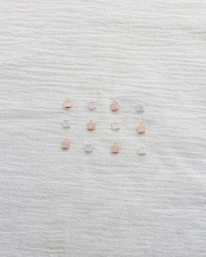 4mm Pink Opal Square Charm, CH256