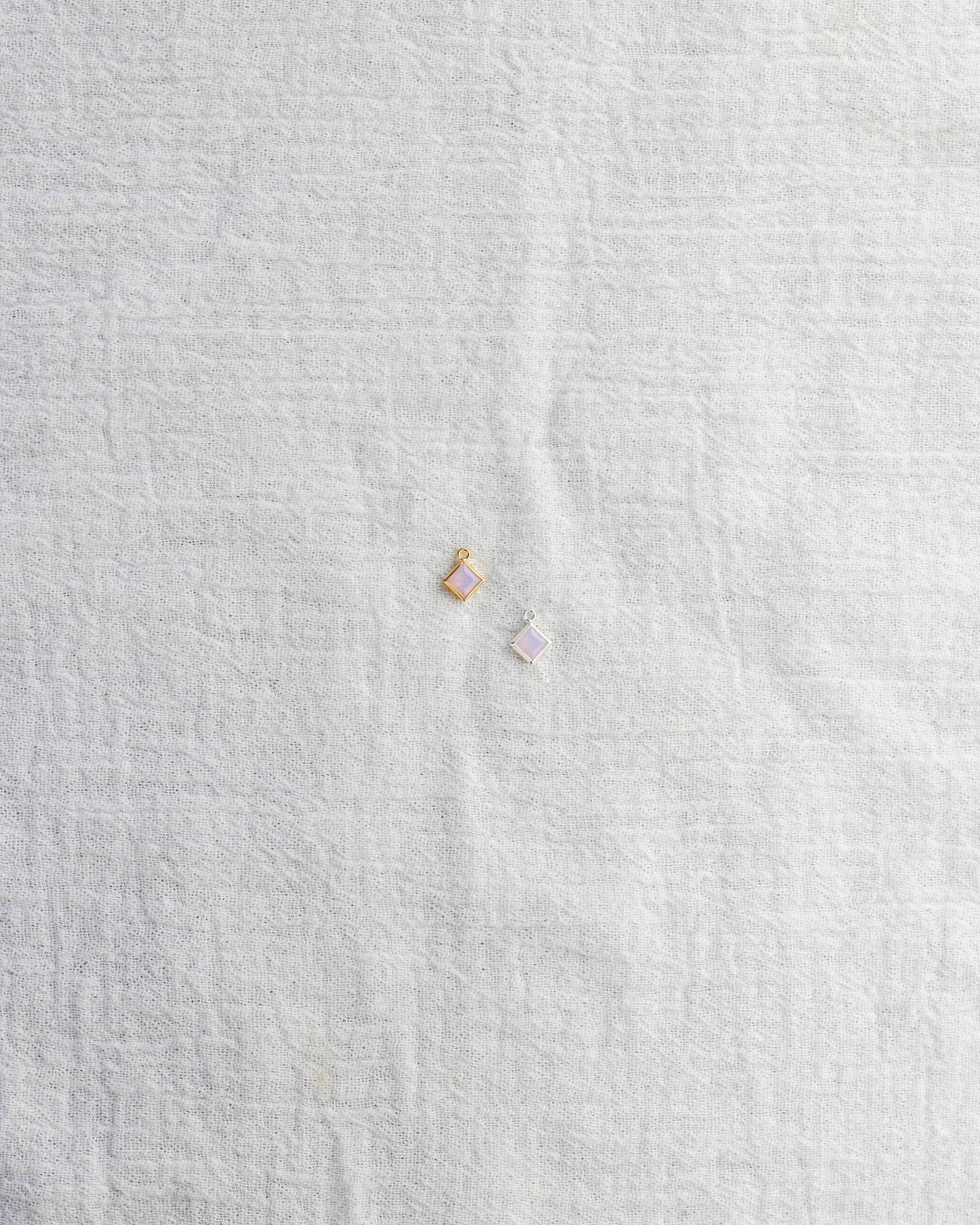 4mm Pink Opal Diamond Shaped Charm, CH257