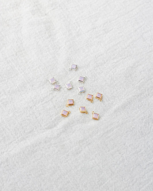 4mm Pink Opal Diamond Shaped Charm, CH257