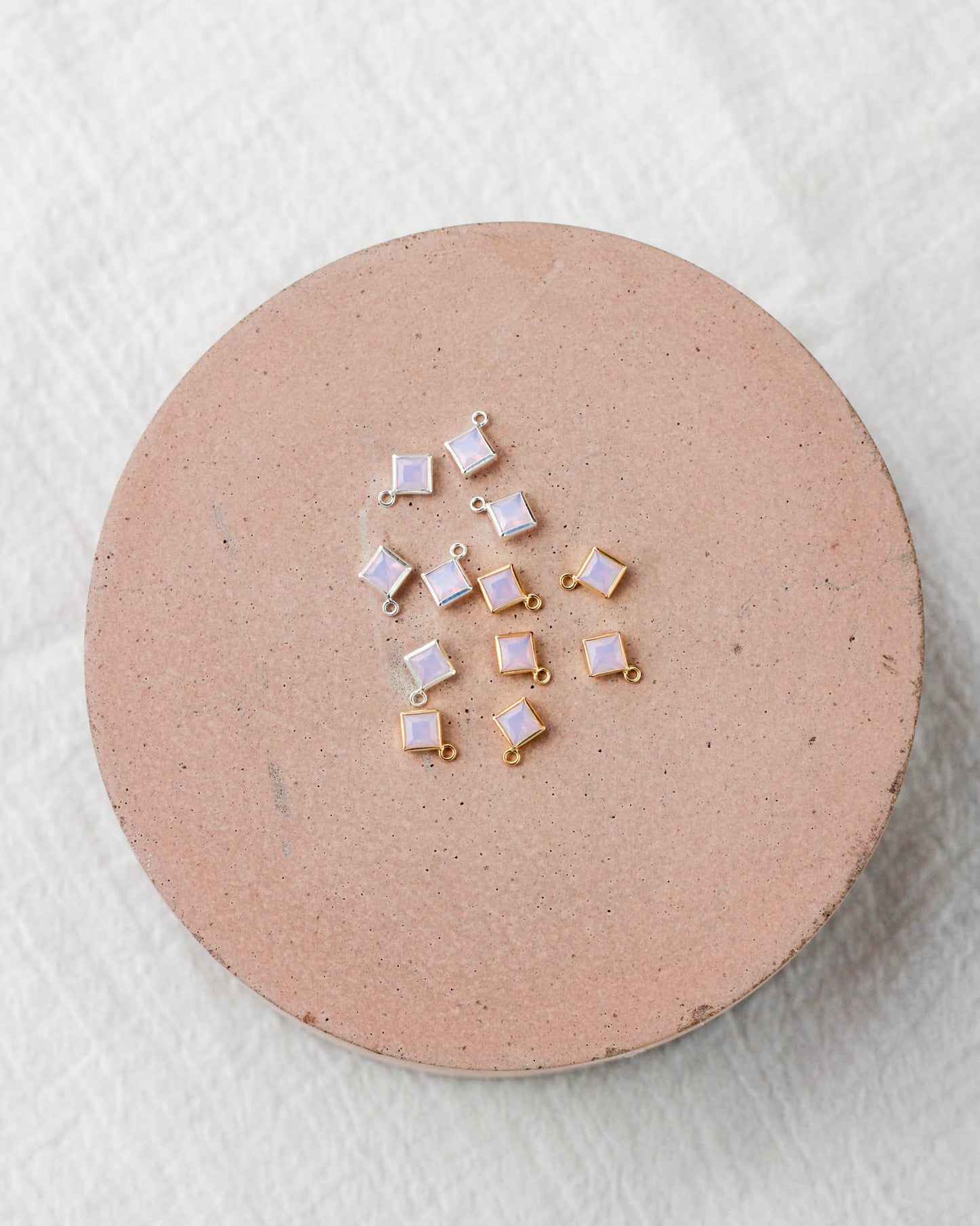4mm Pink Opal Diamond Shaped Charm, CH257