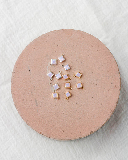 4mm Pink Opal Diamond Shaped Charm, CH257