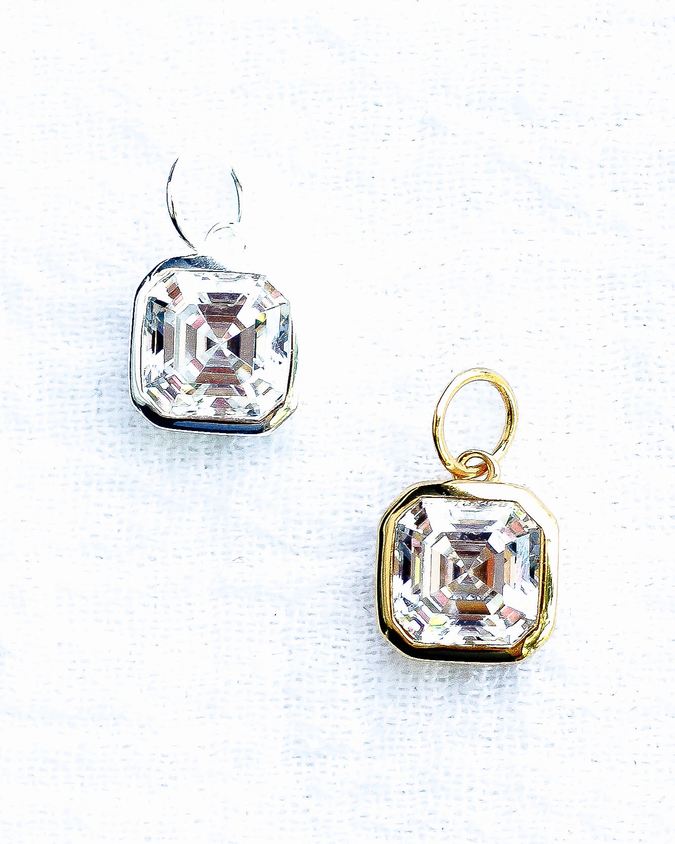 CZ Octagon Asscher Cut Charm, CH119