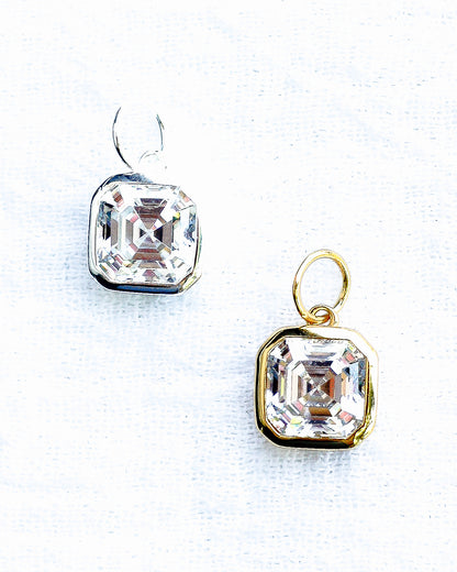 CZ Octagon Asscher Cut Charm, CH119
