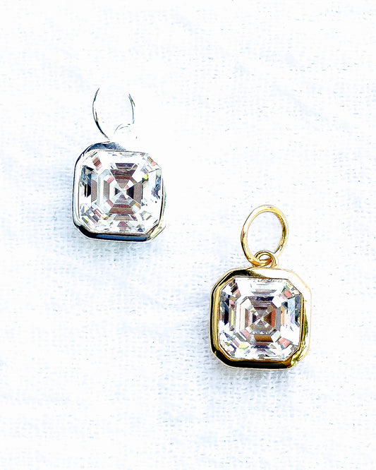 CZ Octagon Asscher Cut Charm, CH119